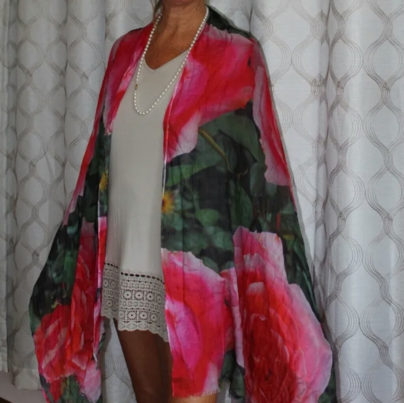 ❤ SOLD! HP Longwood peach roses Modal scarf - Picture 2 of 3